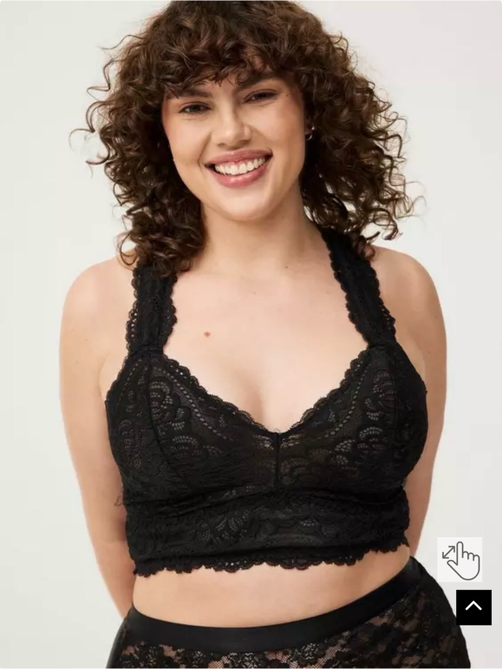 Trio of Torrid Lace Racerback Bralettes - Blush, Black, and Cream